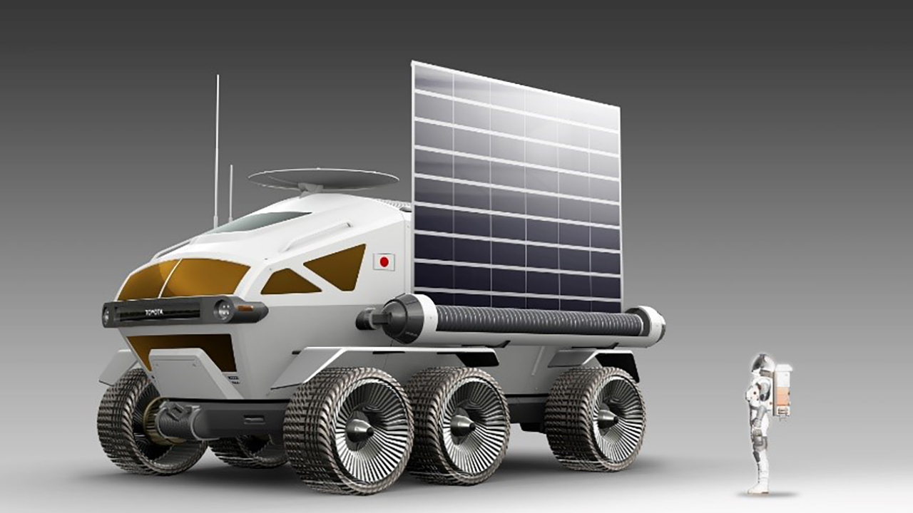 Bemannter und druckdichter Rover für die Erkundung der Mondoberfläche. (Copyright Toyota Motor Corporation)