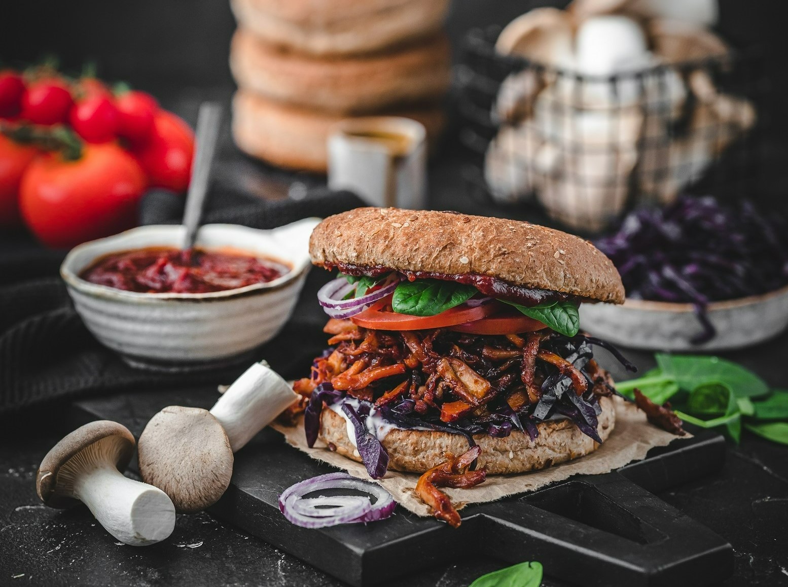 Pulled-Pilz Burger mit BBQ Sauce by Miss_Gruenkern